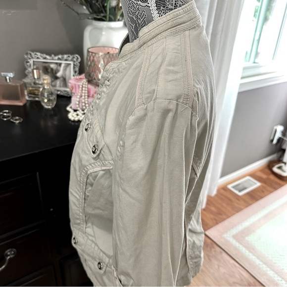 Dressbarn Military Inspired Cotton Utility Jacket Khaki Beige Size XL - Picture 8 of 16